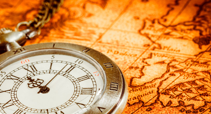 世界地図と時計
